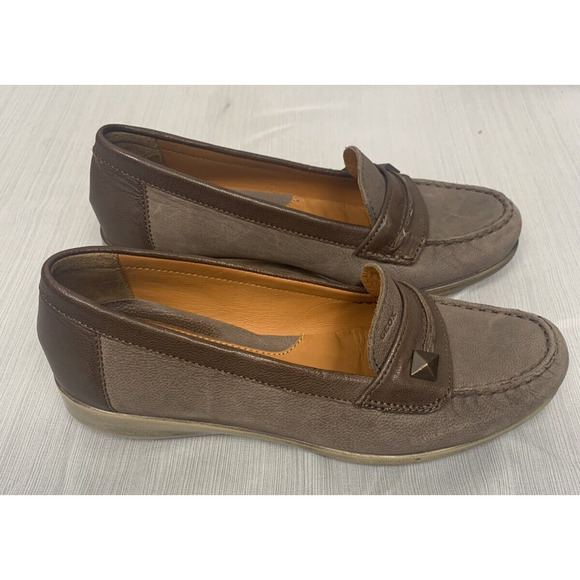 GEOX Respira Size 5.5‎ US, 36 EU Women Brown Leather Loafer Slip On Shoes - Picture 1 of 6
